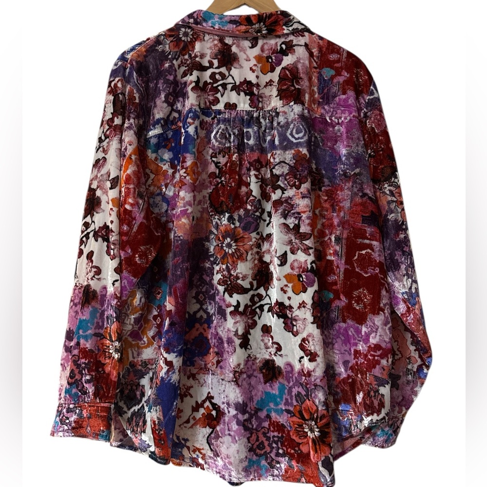 Anthropologie Pilcro The Hadley Velvet Relaxed Button-down Shirt in Pink Sz. 2X - Picture 11 of 14